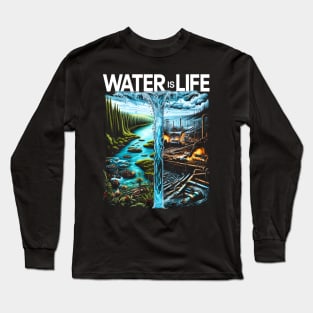 Original Water Is Life For Oil Pipeline Protest NODAPL Long Sleeve T-Shirt